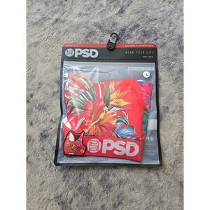 PSD Top Women's Essential Sports Bra Red Tropical Floral Design Size Large NEW